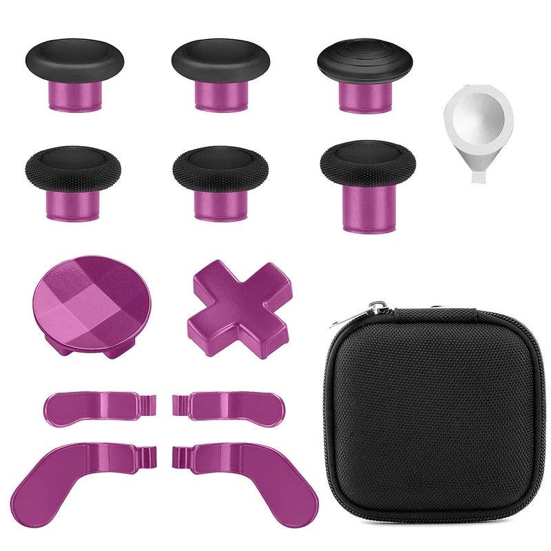 VANPARK Accessories for Xbox One Elite Series 2 Controller(Model 1797), Metal Thumbsticks Paddles Joysticks Replacement Parts Kits Compatible with Xbox Elite Wireless Controller Series 2 Core(Black & Magenta) - Image 1